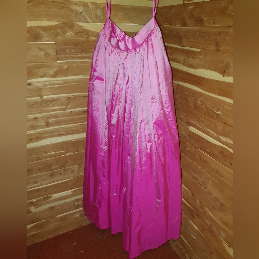 Daisy L Bright Pink Silk Satin Skirt With Built-in Crinoline